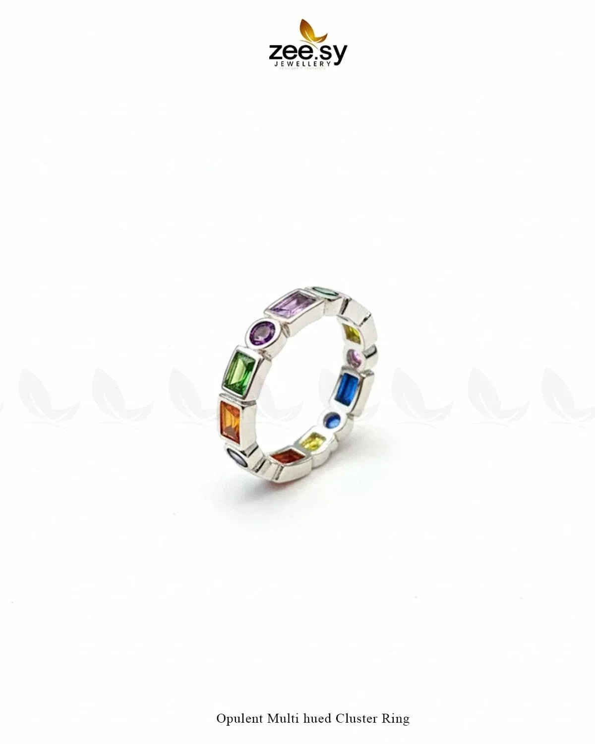 Opulent Multi hued Cluster Ring Finger Ring - Zeesy Jewellery Pakistan | Premium Artificial & Imitation Jewellery
