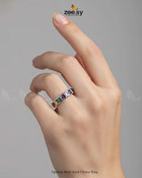 Opulent Multi hued Cluster Ring Finger Ring - Zeesy Jewellery Pakistan | Premium Artificial & Imitation Jewellery