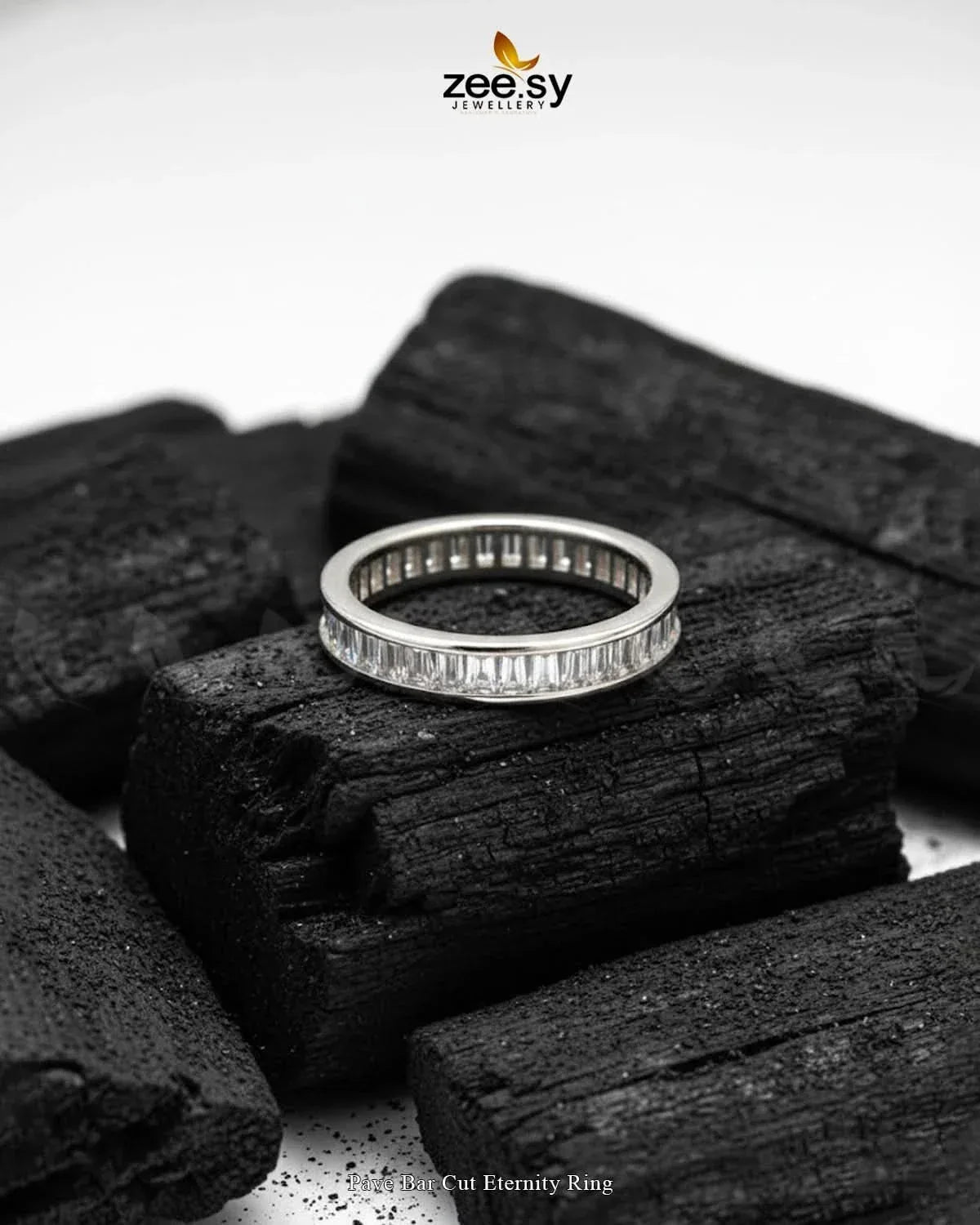 Pave Bar Cut Eternity Ring Finger Ring - Zeesy Jewellery Pakistan | Premium Artificial & Imitation Jewellery
