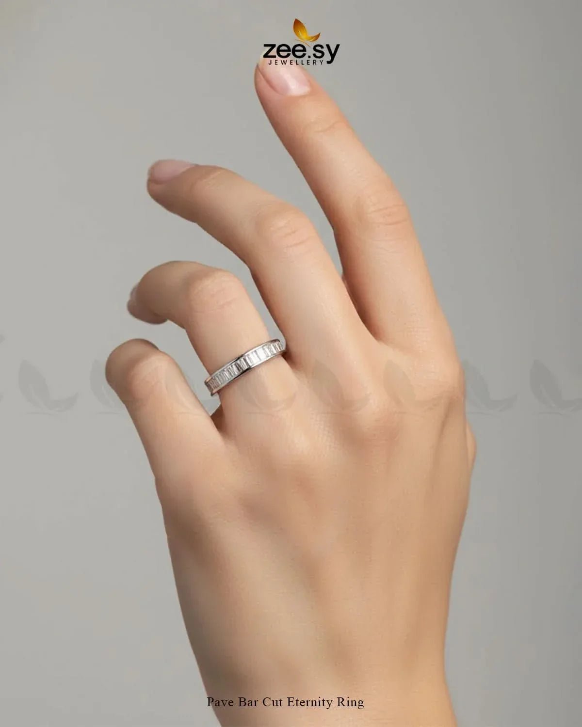 Pave Bar Cut Eternity Ring Finger Ring - Zeesy Jewellery Pakistan | Premium Artificial & Imitation Jewellery