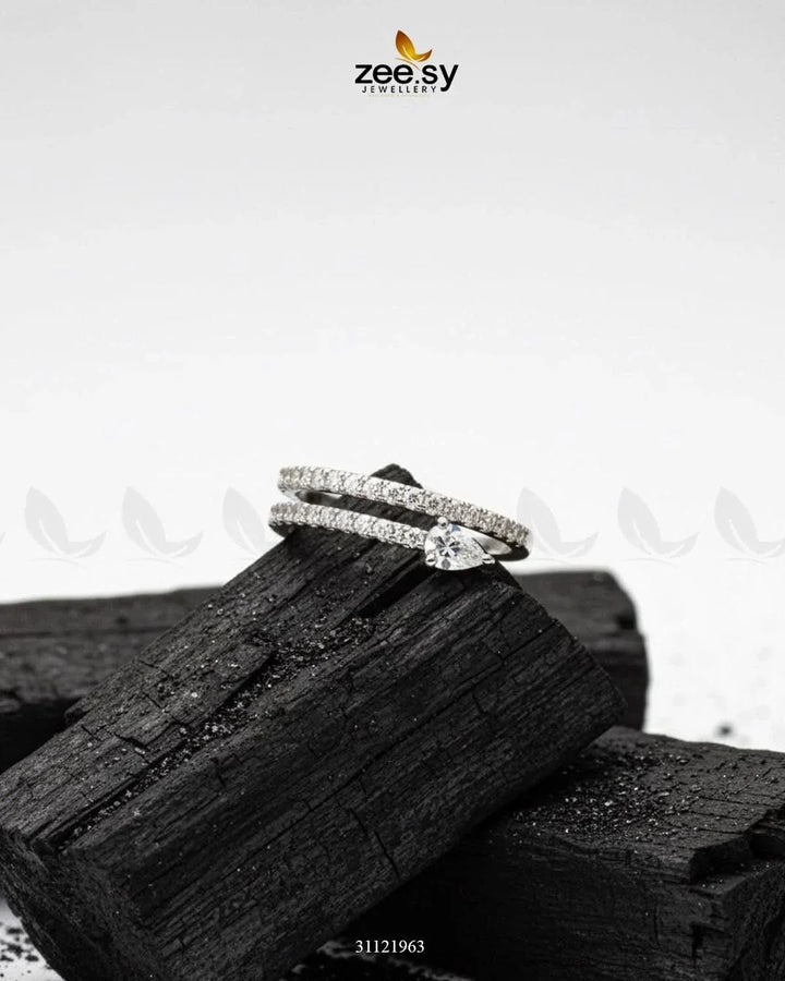 Pear Cut Lab Cluster Vortex Ring Finger Ring - Zeesy Jewellery Pakistan | Premium Artificial & Imitation Jewellery