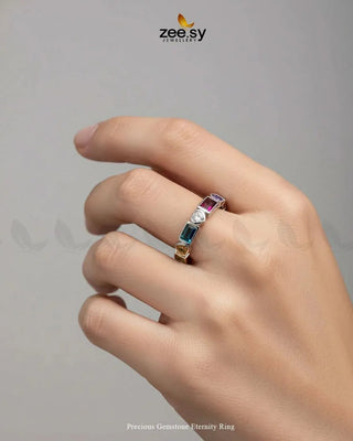 Precious Gemstone Eternity Ring Finger Ring - Zeesy Jewellery Pakistan | Premium Artificial & Imitation Jewellery