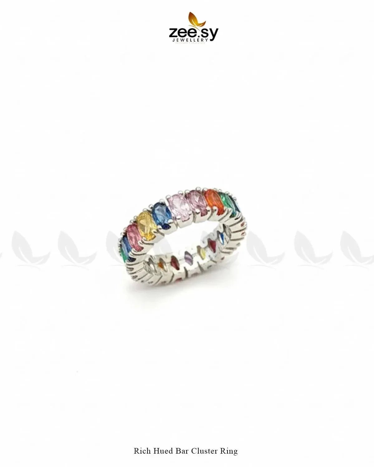 Rich Hued Bar Cluster Ring Finger Ring - Zeesy Jewellery Pakistan | Premium Artificial & Imitation Jewellery