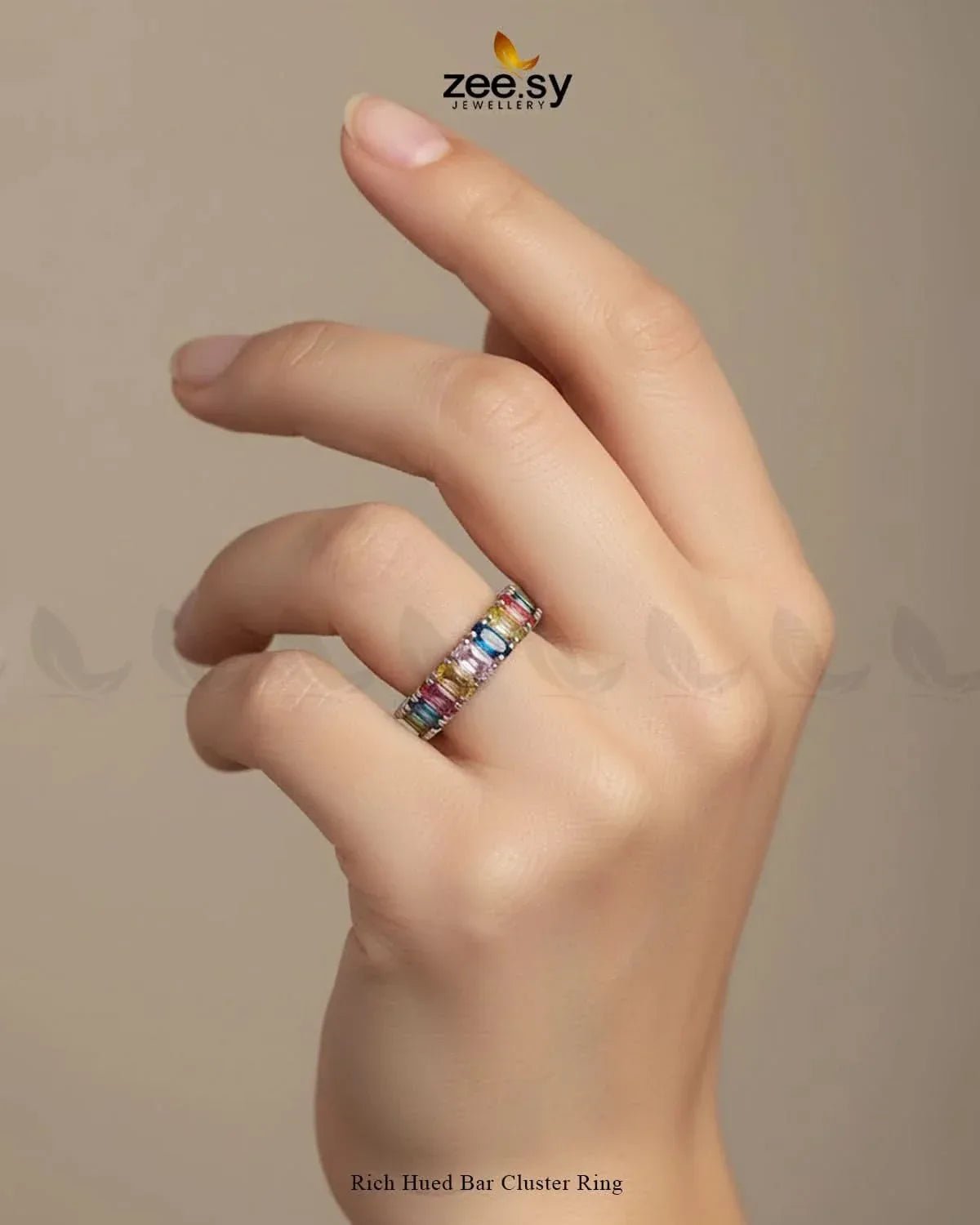 Rich Hued Bar Cluster Ring Finger Ring - Zeesy Jewellery Pakistan | Premium Artificial & Imitation Jewellery