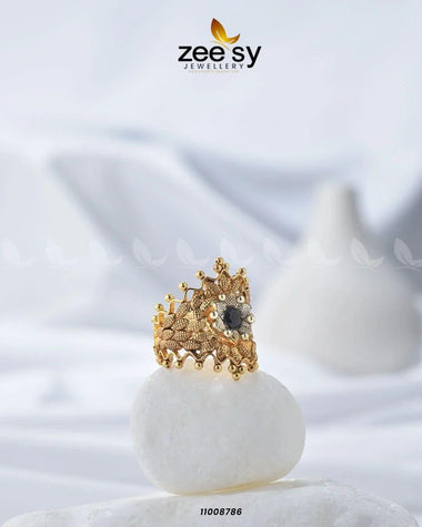 Crown Floral Gemstone Ring Black Finger Ring - Zeesy Jewellery Pakistan | Premium Artificial & Imitation Jewellery