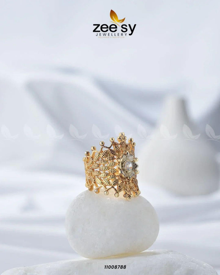 Crown Floral Gemstone Ring White Finger Ring - Zeesy Jewellery Pakistan | Premium Artificial & Imitation Jewellery