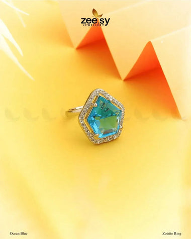 Zoisite Ring Ocean Blue Finger Ring - Zeesy Jewellery Pakistan | Premium Artificial & Imitation Jewellery