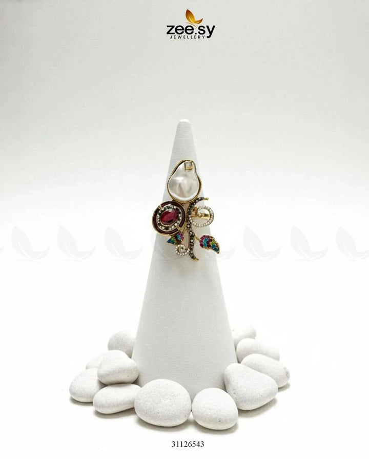 Baroque Crystal Rose Ring Finger Ring - Zeesy Jewellery Pakistan | Premium Artificial & Imitation Jewellery