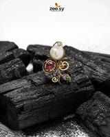 Baroque Crystal Rose Ring Finger Ring - Zeesy Jewellery Pakistan | Premium Artificial & Imitation Jewellery