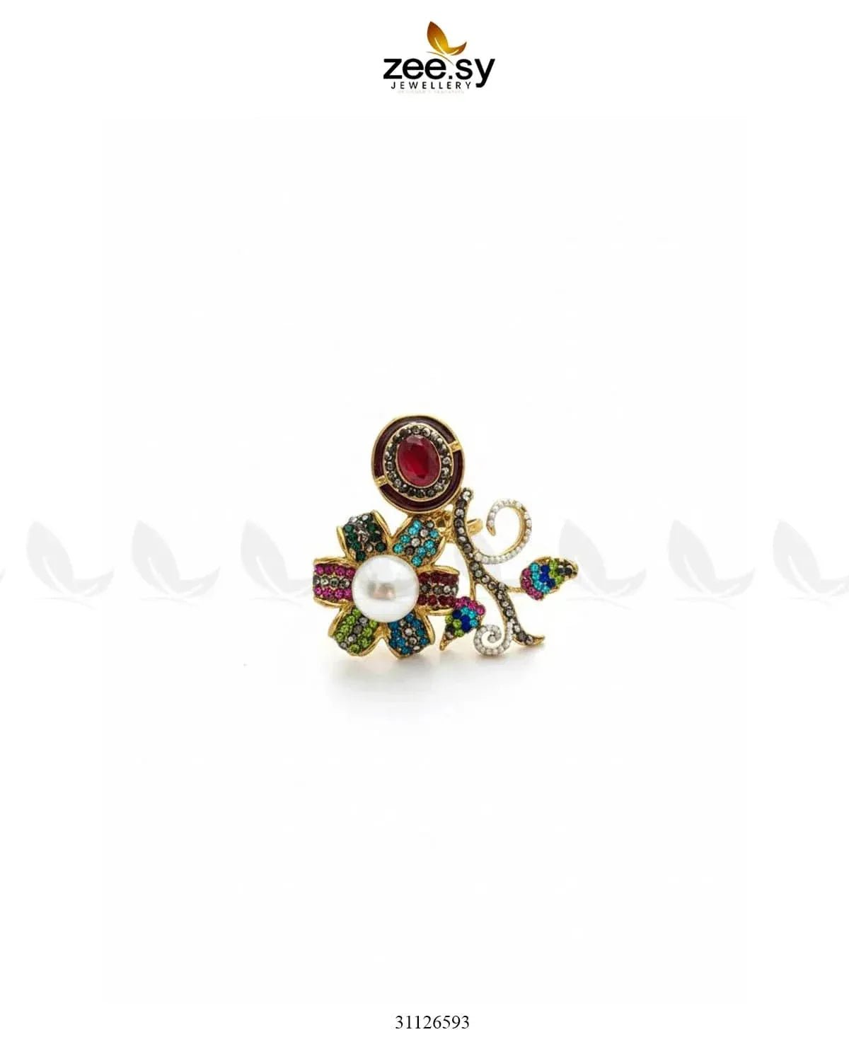 Bella Baroque Cluster Pave Ring Finger Ring - Zeesy Jewellery Pakistan | Premium Artificial & Imitation Jewellery
