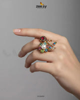 Bella Baroque Cluster Pave Ring Finger Ring - Zeesy Jewellery Pakistan | Premium Artificial & Imitation Jewellery