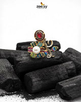 Bella Baroque Cluster Pave Ring Finger Ring - Zeesy Jewellery Pakistan | Premium Artificial & Imitation Jewellery