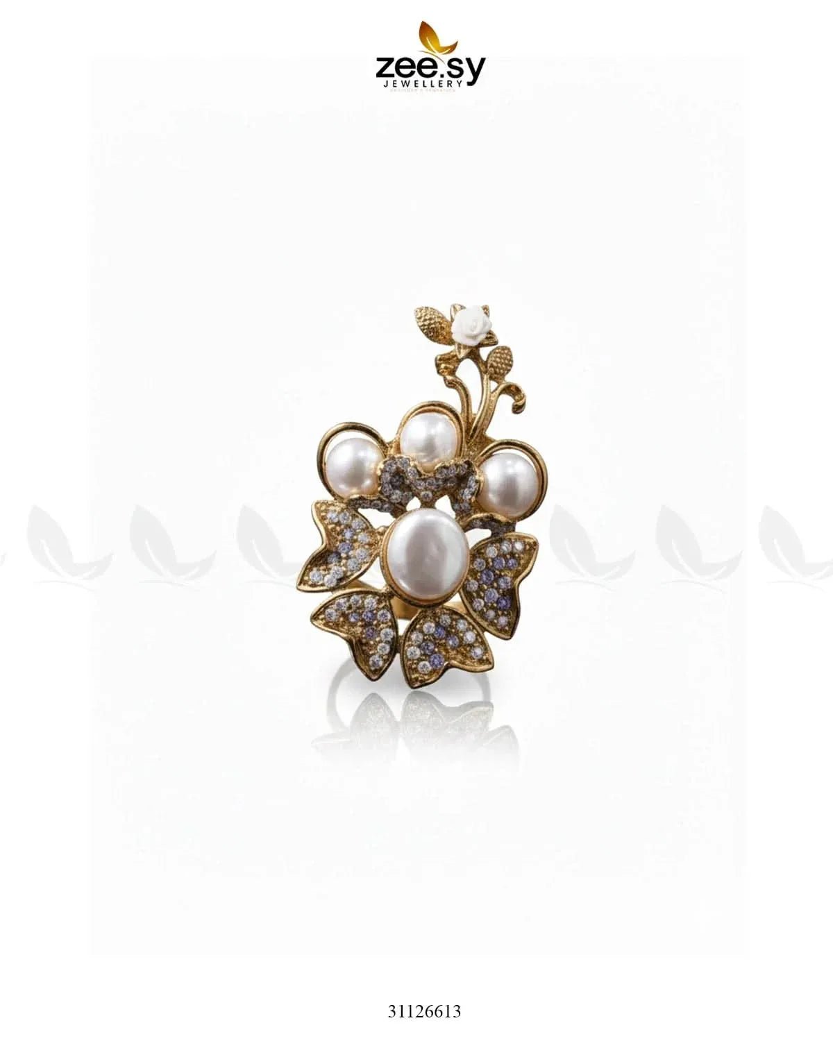 Daisy Floral Mother Pearl Ring Finger Ring - Zeesy Jewellery Pakistan | Premium Artificial & Imitation Jewellery