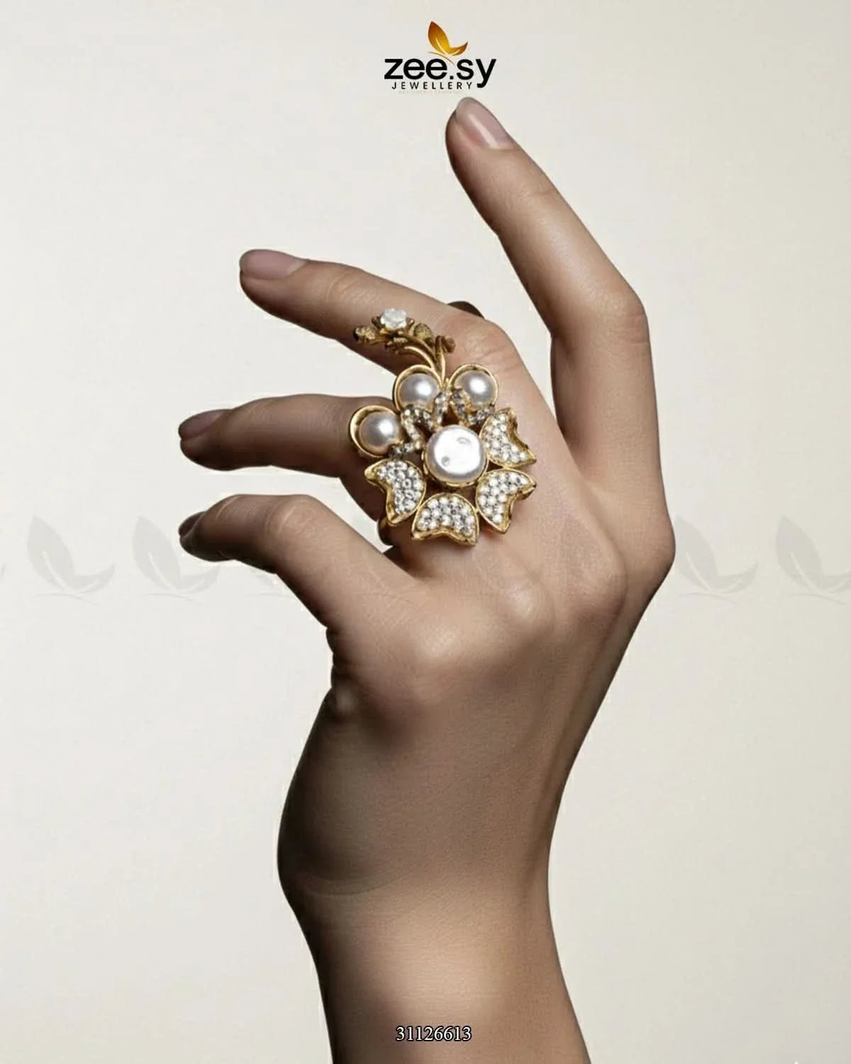 Daisy Floral Mother Pearl Ring Finger Ring - Zeesy Jewellery Pakistan | Premium Artificial & Imitation Jewellery