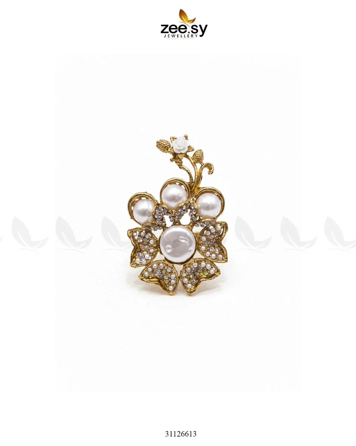 Daisy Floral Mother Pearl Ring Finger Ring - Zeesy Jewellery Pakistan | Premium Artificial & Imitation Jewellery