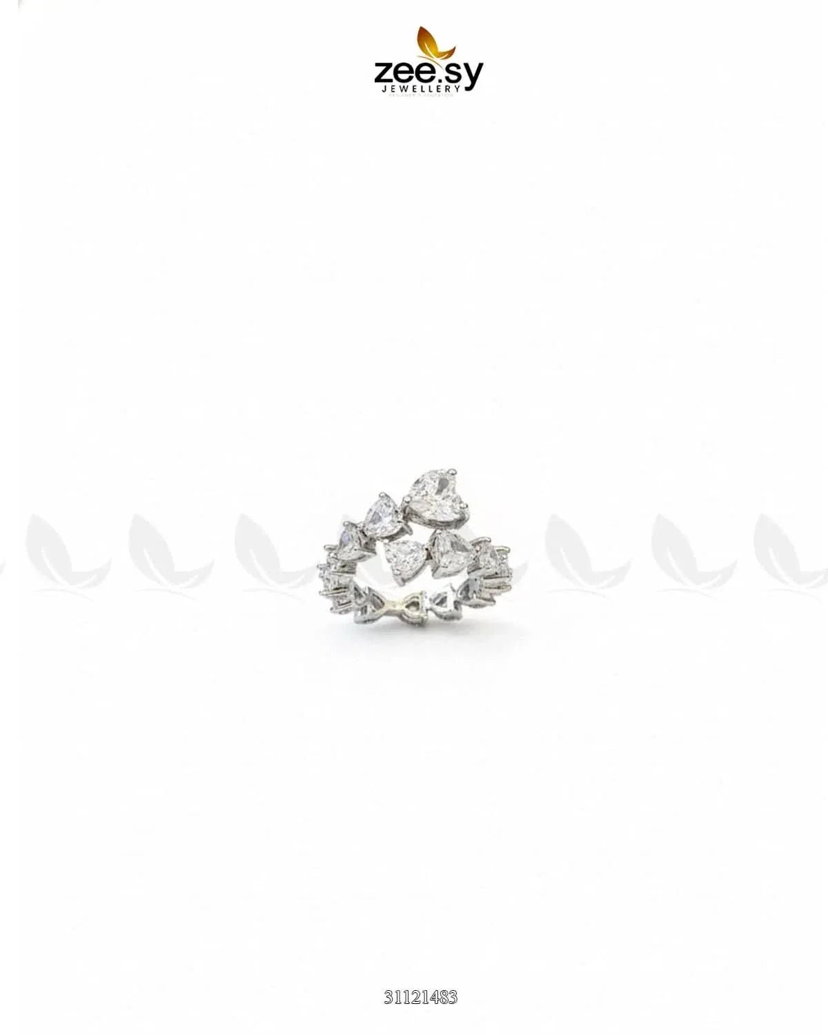 Dazzling Asymmetrical Cluster Ring Finger Ring - Zeesy Jewellery Pakistan | Premium Artificial & Imitation Jewellery