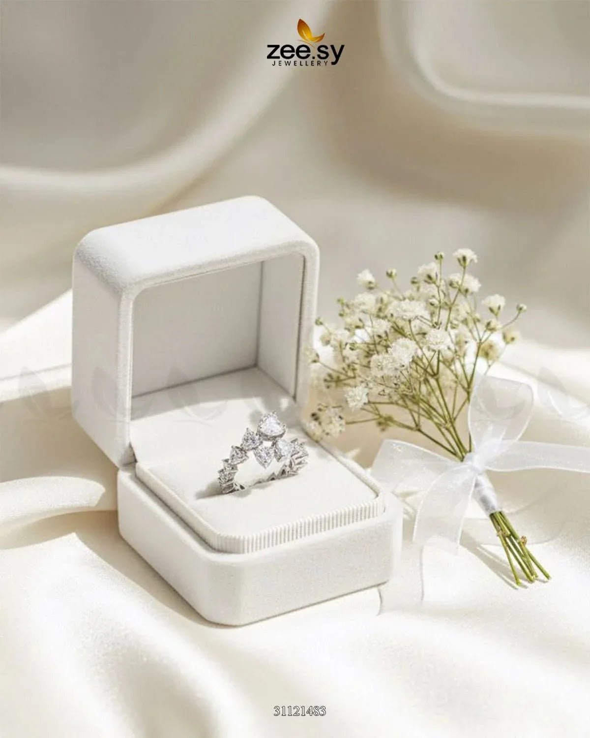 Dazzling Asymmetrical Cluster Ring Finger Ring - Zeesy Jewellery Pakistan | Premium Artificial & Imitation Jewellery