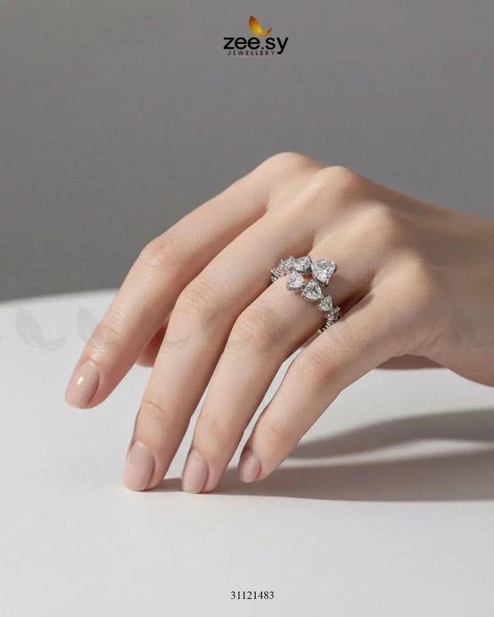 Dazzling Cut Cluster Ring Finger Ring - Zeesy Jewellery Pakistan | Premium Artificial & Imitation Jewellery