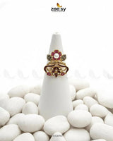 Delightful Floral Crystal Pave Ring Finger Ring - Zeesy Jewellery Pakistan | Premium Artificial & Imitation Jewellery