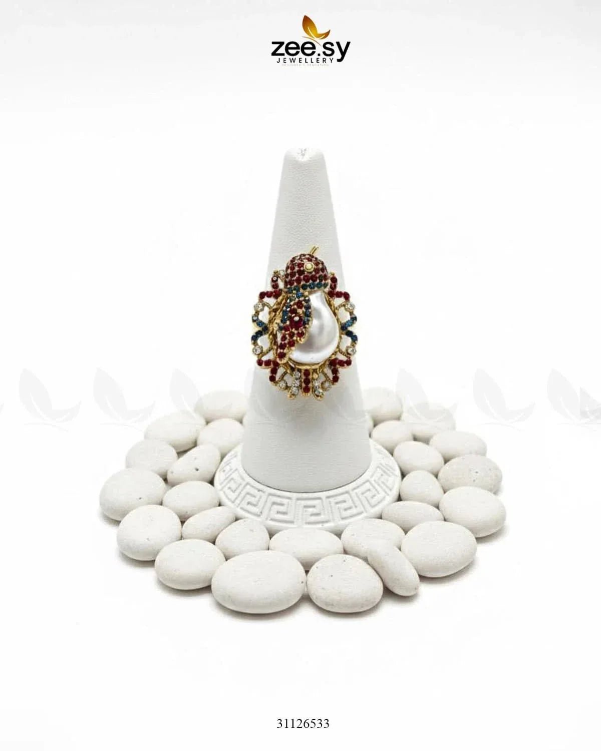 Embellished Turkish Fancy Ring Finger Ring - Zeesy Jewellery Pakistan | Premium Artificial & Imitation Jewellery