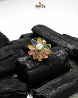 Floral Art Cluster Pave Ring Finger Ring - Zeesy Jewellery Pakistan | Premium Artificial & Imitation Jewellery