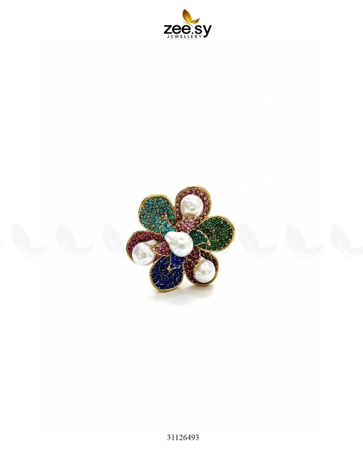 Garnet Lane Flower Ring Finger Ring - Zeesy Jewellery Pakistan | Premium Artificial & Imitation Jewellery