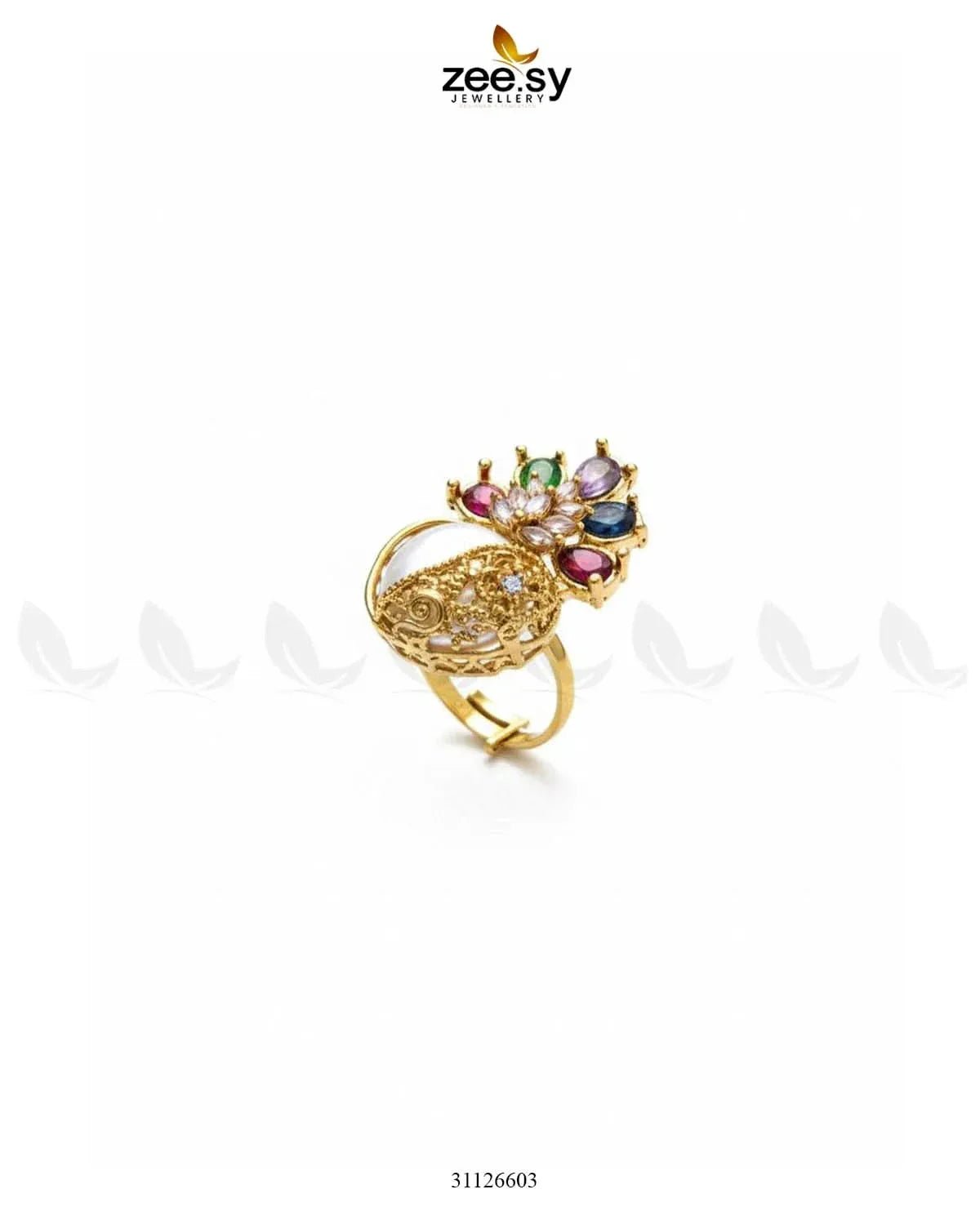 Lavender Baroque Multi Crystal Ring Finger Ring - Zeesy Jewellery Pakistan | Premium Artificial & Imitation Jewellery