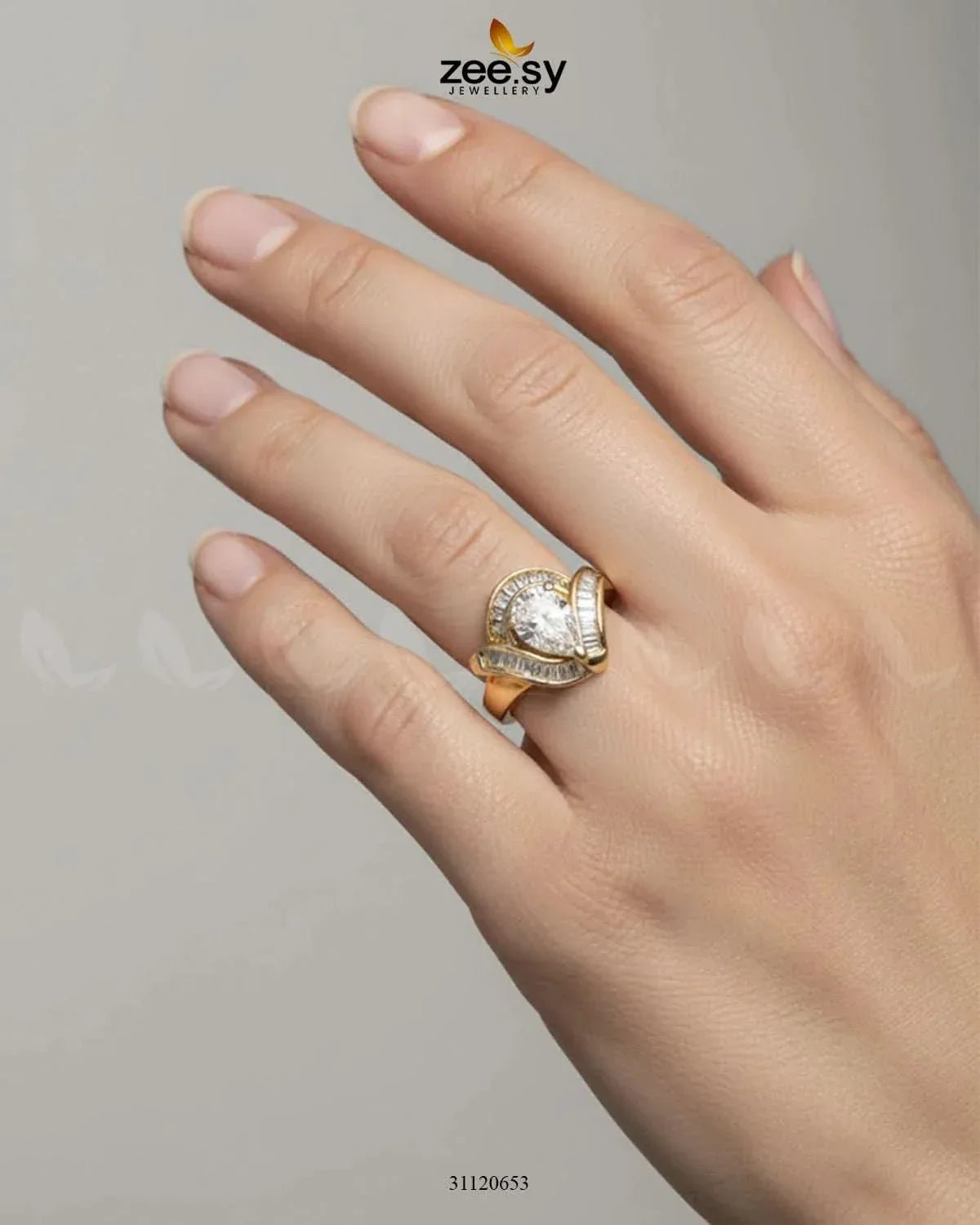 Majestic Baguette Swirl Ring Finger Ring - Zeesy Jewellery Pakistan | Premium Artificial & Imitation Jewellery