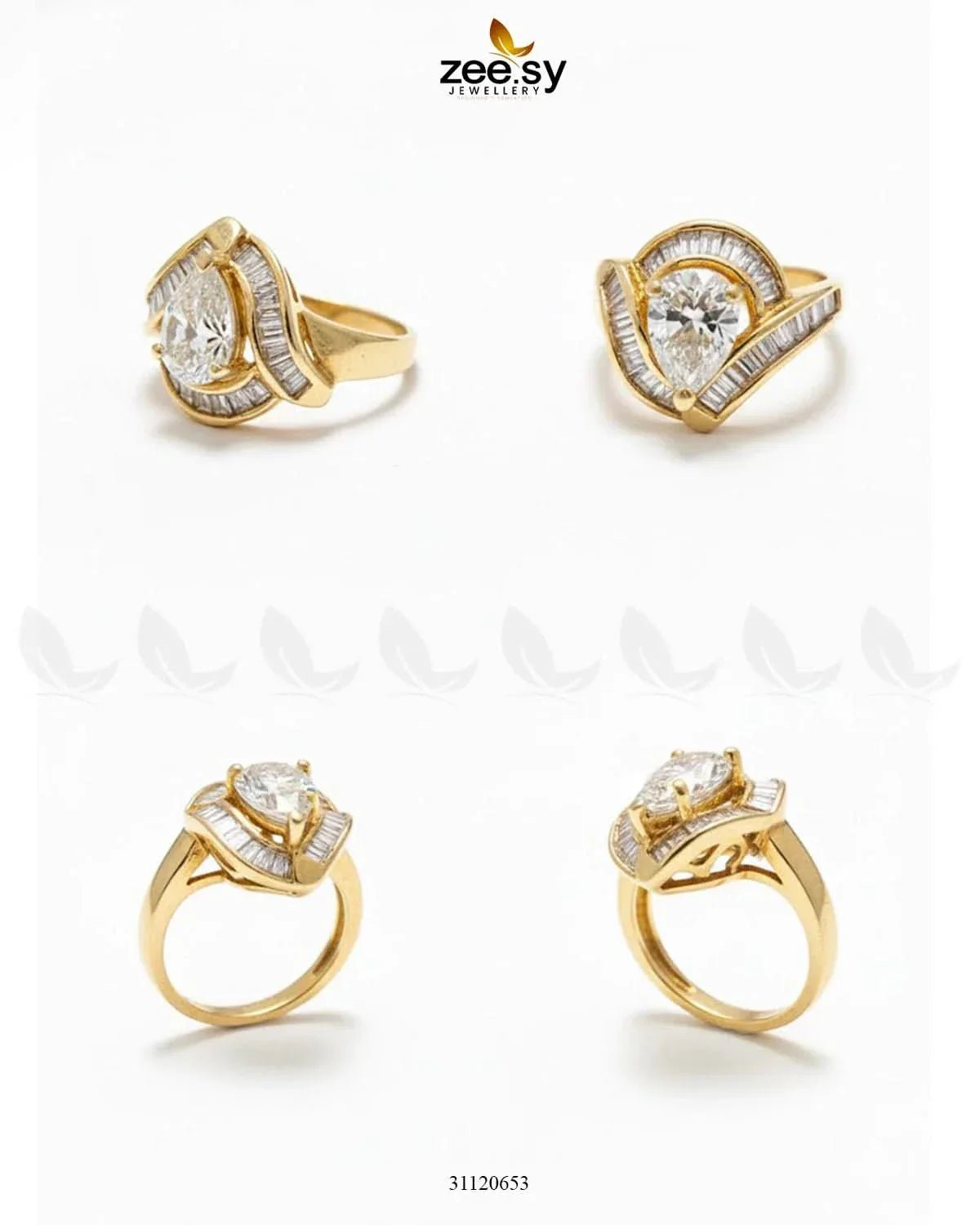 Majestic Baguette Swirl Ring Finger Ring - Zeesy Jewellery Pakistan | Premium Artificial & Imitation Jewellery
