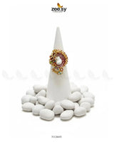 Meenakari Cocktail Baroque Pearl Ring Finger Ring - Zeesy Jewellery Pakistan | Premium Artificial & Imitation Jewellery