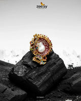 Meenakari Cocktail Baroque Pearl Ring Finger Ring - Zeesy Jewellery Pakistan | Premium Artificial & Imitation Jewellery