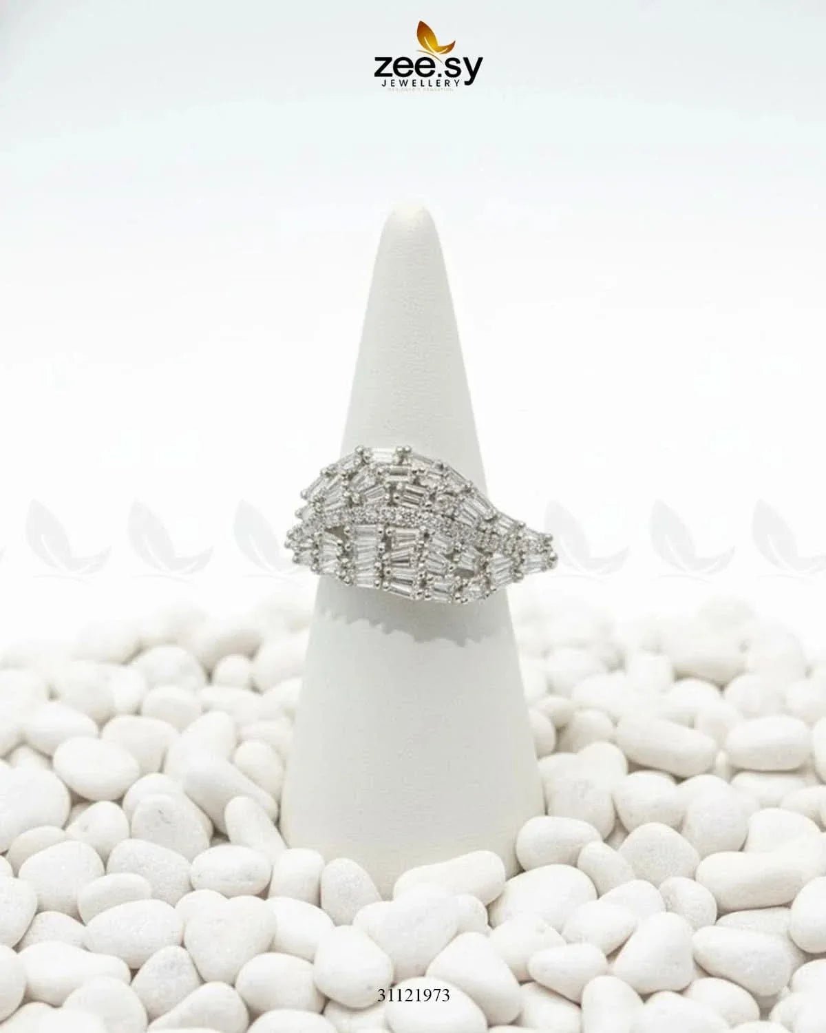 Radiant Sterling Cluster Ring Finger Ring - Zeesy Jewellery Pakistan | Premium Artificial & Imitation Jewellery