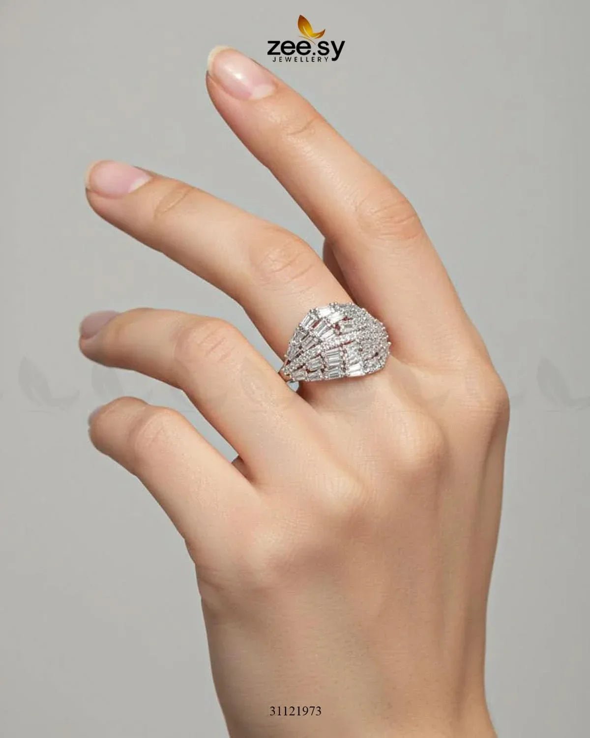 Radiant Sterling Cluster Ring Finger Ring - Zeesy Jewellery Pakistan | Premium Artificial & Imitation Jewellery