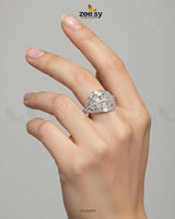 Radiant Sterling Cluster Ring Finger Ring - Zeesy Jewellery Pakistan | Premium Artificial & Imitation Jewellery