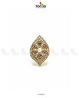 Starlit Leaf Cluster Pave Ring Finger Ring - Zeesy Jewellery Pakistan | Premium Artificial & Imitation Jewellery