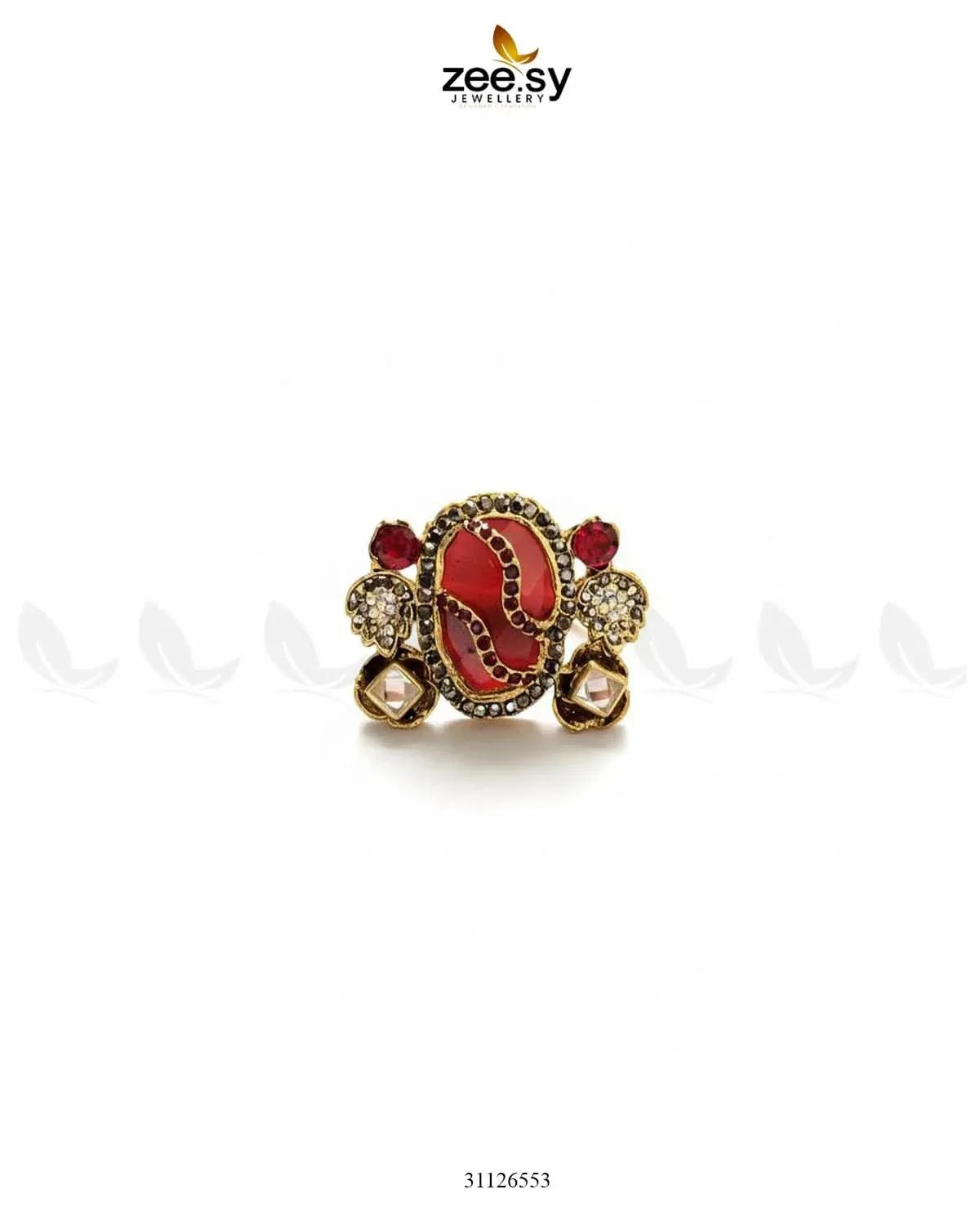 Sublime Agate Bold Turkish Ring Finger Ring - Zeesy Jewellery Pakistan | Premium Artificial & Imitation Jewellery