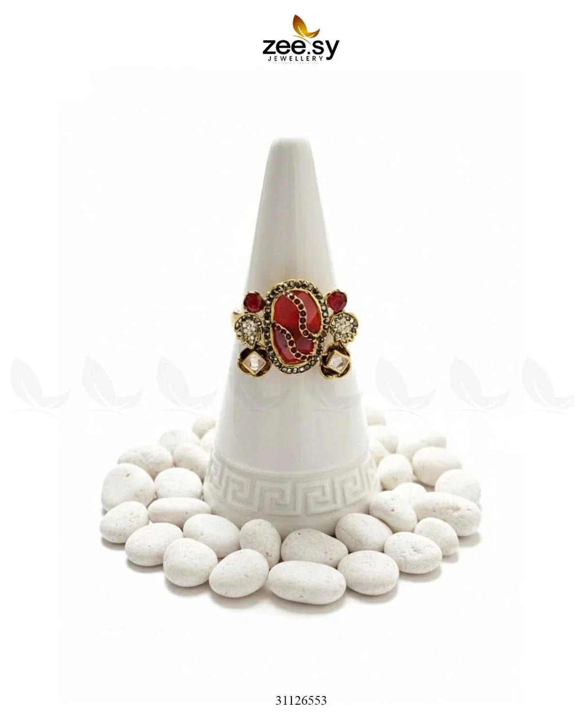 Sublime Agate Bold Turkish Ring Finger Ring - Zeesy Jewellery Pakistan | Premium Artificial & Imitation Jewellery