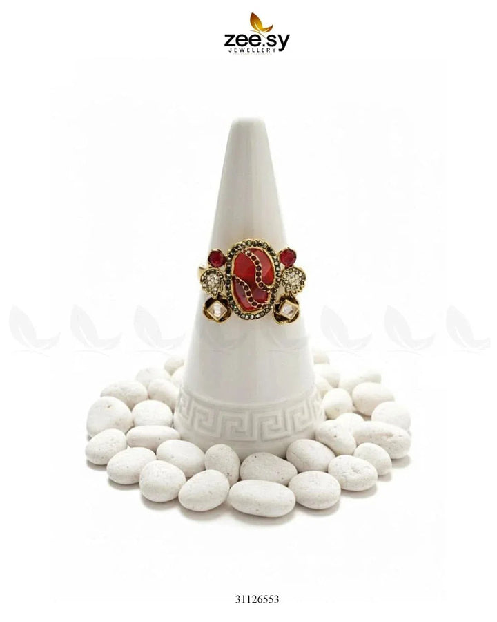 Sublime Agate Bold Turkish Ring Finger Ring - Zeesy Jewellery Pakistan | Premium Artificial & Imitation Jewellery