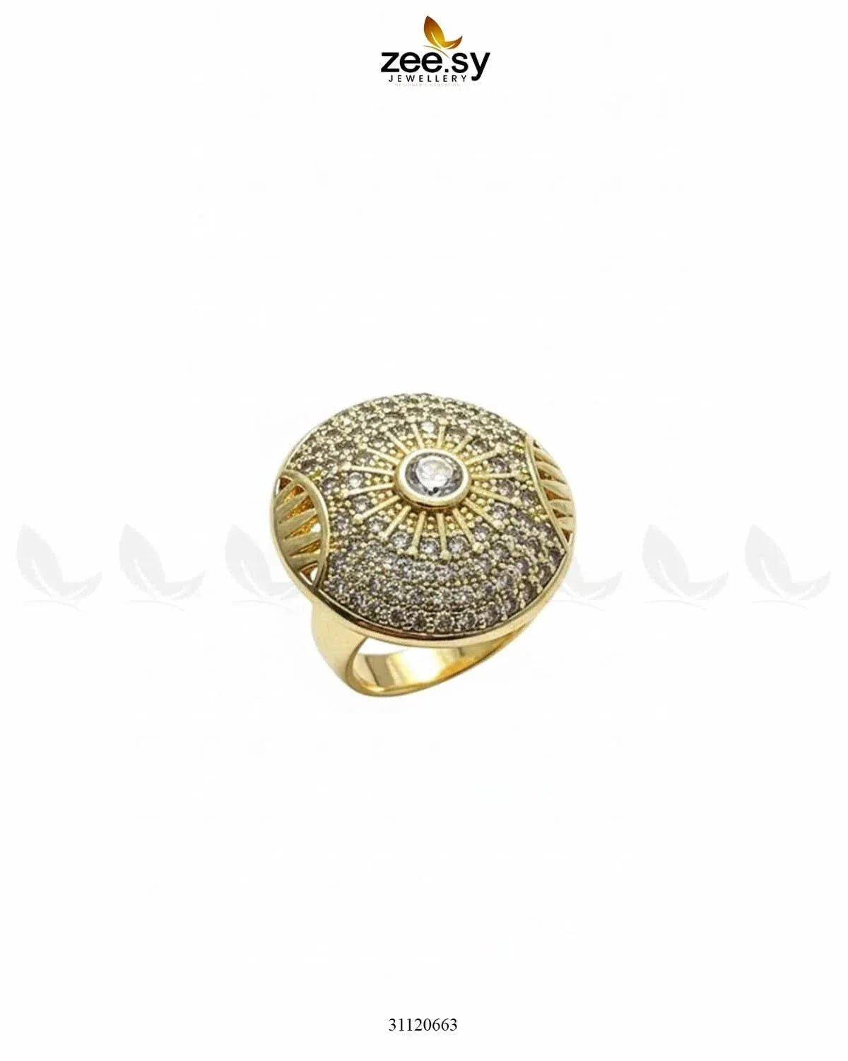 Vintage Golden Orb Statement Ring Finger Ring - Zeesy Jewellery Pakistan | Premium Artificial & Imitation Jewellery