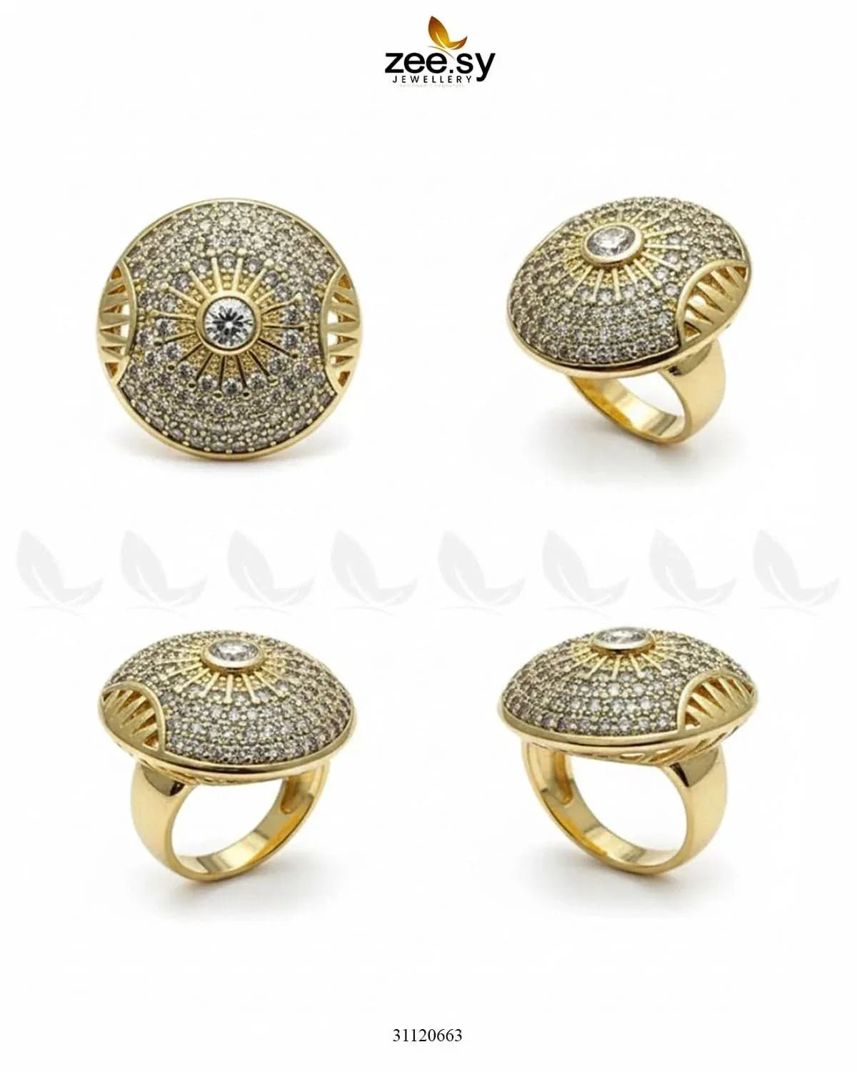 Vintage Golden Orb Statement Ring Finger Ring - Zeesy Jewellery Pakistan | Premium Artificial & Imitation Jewellery