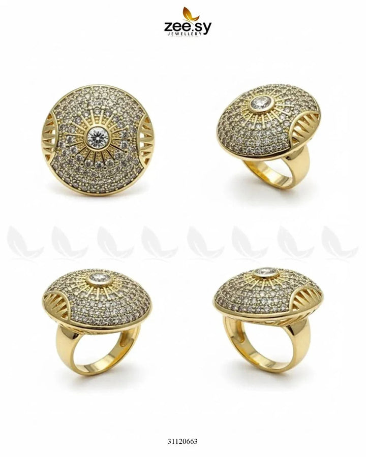 Vintage Golden Orb Statement Ring Finger Ring - Zeesy Jewellery Pakistan | Premium Artificial & Imitation Jewellery