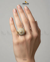 Vintage Golden Orb Statement Ring Finger Ring - Zeesy Jewellery Pakistan | Premium Artificial & Imitation Jewellery