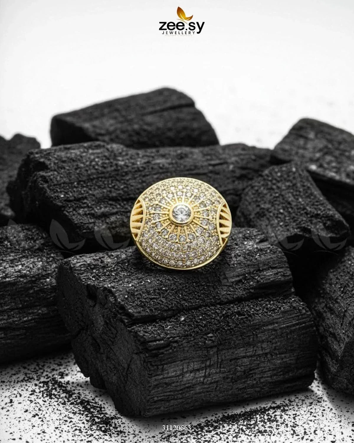 Vintage Golden Orb Statement Ring Finger Ring - Zeesy Jewellery Pakistan | Premium Artificial & Imitation Jewellery