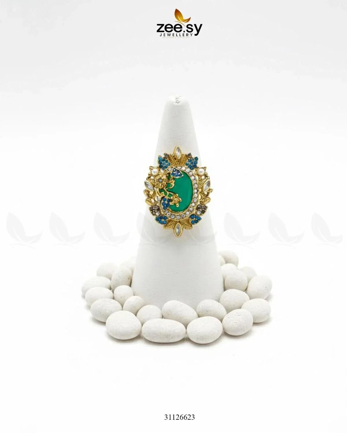 Vintage Uncut Stone Turkish Ring Finger Ring - Zeesy Jewellery Pakistan | Premium Artificial & Imitation Jewellery
