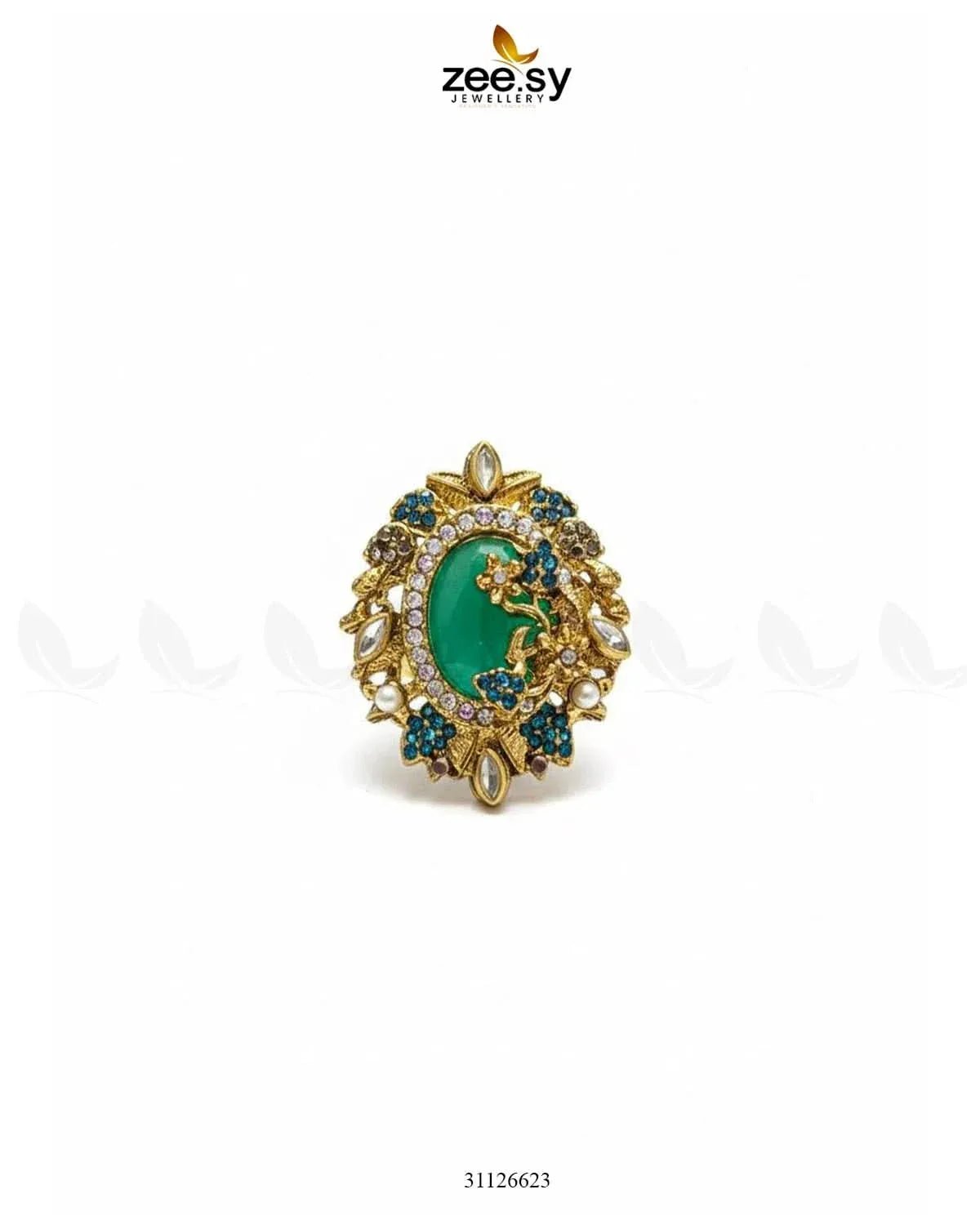 Vintage Uncut Stone Turkish Ring Finger Ring - Zeesy Jewellery Pakistan | Premium Artificial & Imitation Jewellery