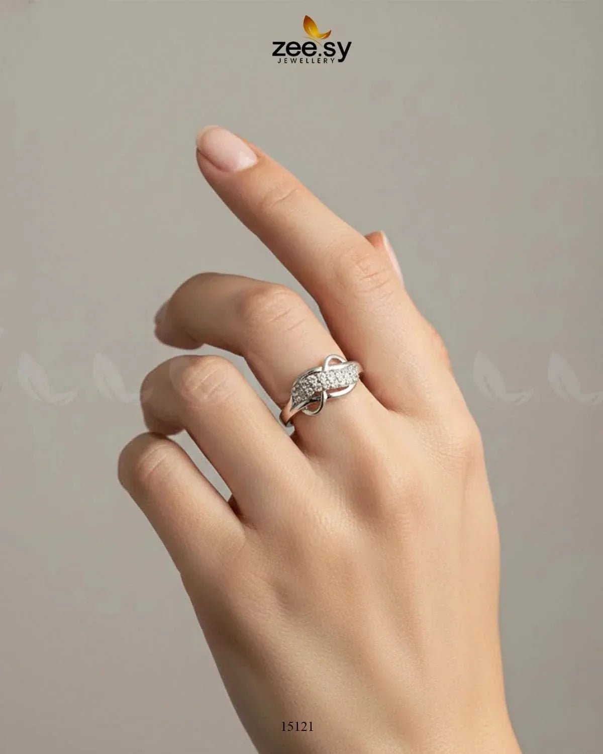 Wave Grace Cluster Pave Ring Finger Ring - Zeesy Jewellery Pakistan | Premium Artificial & Imitation Jewellery