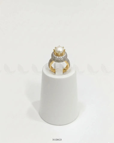 Majestic Double Halo Crown Ring Pearl Finger Ring - Zeesy Jewellery Pakistan | Premium Artificial & Imitation Jewellery