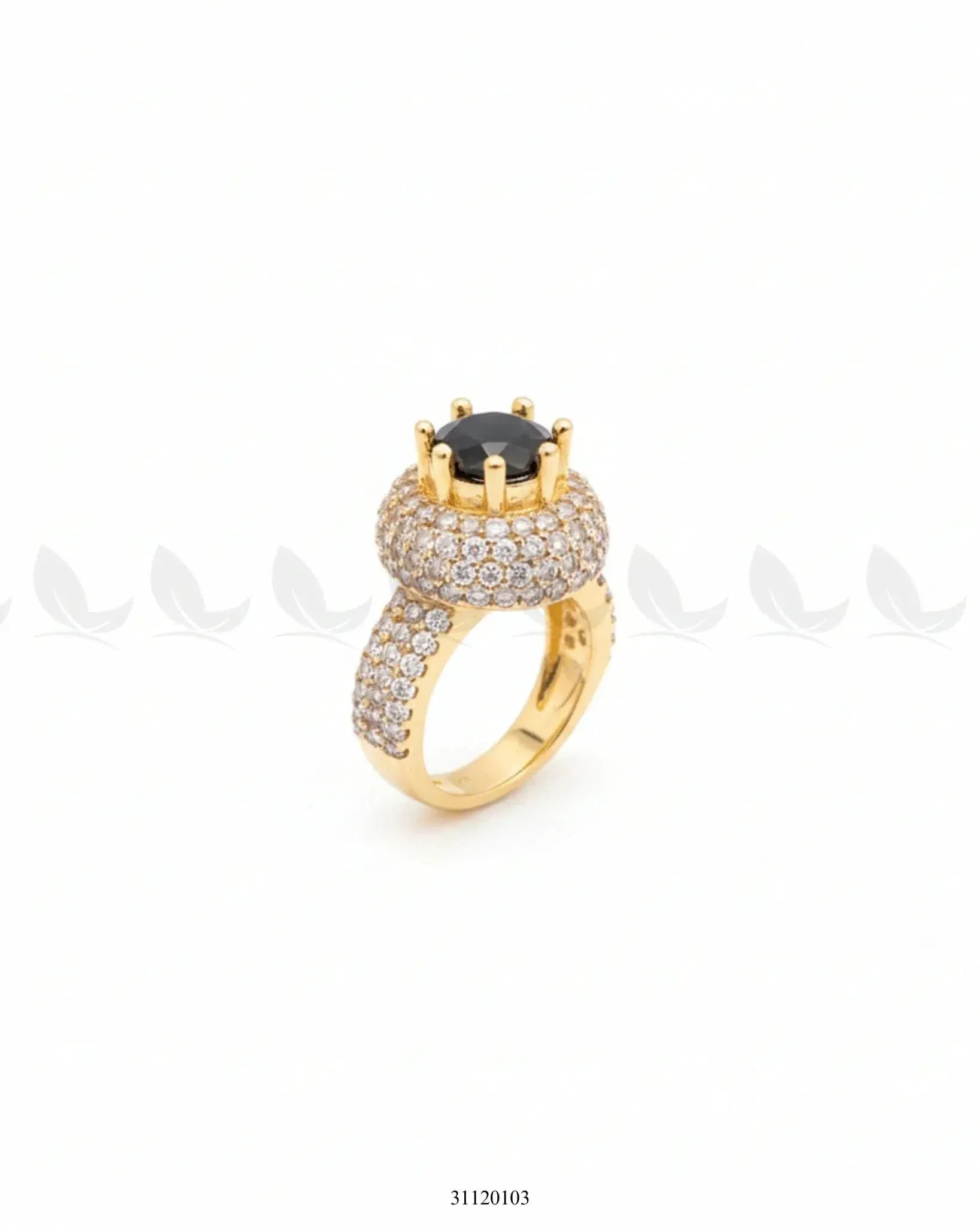 Majestic Double Halo Crown Ring Black Finger Ring - Zeesy Jewellery Pakistan | Premium Artificial & Imitation Jewellery