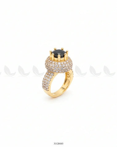 Majestic Double Halo Crown Ring Black Finger Ring - Zeesy Jewellery Pakistan | Premium Artificial & Imitation Jewellery