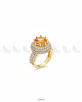Majestic Double Halo Crown Ring Champagne Finger Ring - Zeesy Jewellery Pakistan | Premium Artificial & Imitation Jewellery